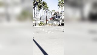NEW: Man nearly hit by a helicopter that crashed in Huntington Beach California
