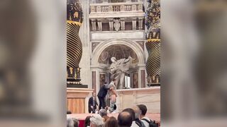 VATICAN CITY—CONFIRMED that a man desecrated the Papal Altar of St Peter’s Basilica