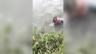 A property line dispute between neighbors turns into all-out brawl