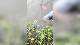 A property line dispute between neighbors turns into all-out brawl