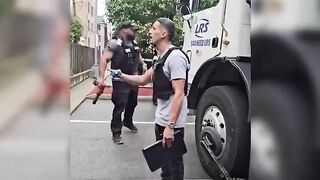 A McDonald’s security guard booted a garbage truck after the driver stopped for lunch