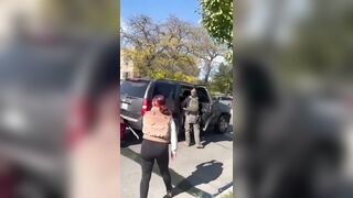 A leftist opened the door of an ICE vehicle in an attempt to release a criminal detainee and found out what happens when you do things like that.