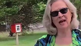 Democrat karen gets caught REMOVING Trump sign from private property.