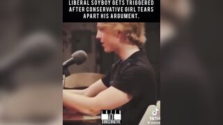 LIBERAL SOYBOY GETS TRIGGERED AFTER CONSERVATIVE GIRL TEARS APART HIS ARGUMENT.