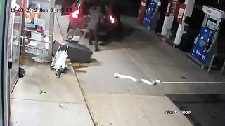 Usual suspects use car to rip door off Connecticut gas station