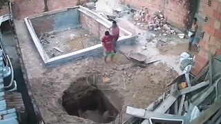 Construction site worker is in DEEP trouble