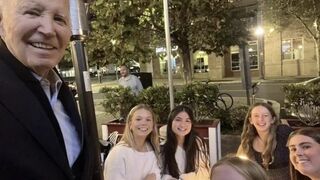 The real Pedophile Biden creeps on a group of 14 year old girls