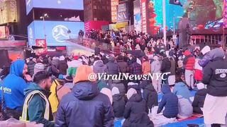 Omg they have taken over Times Square! It hasn't even been a week since he won the election!