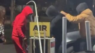 A group of men intervened to stop a man from assaulting a woman