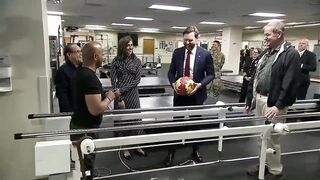 Funny Guy: A service member at Walter Reed tosses a medicine ball to Vice President JD Vance. His response was hilarious