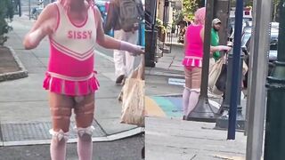 Man in Philly warns that a creep in a pink wig and outfit is assaulting women.