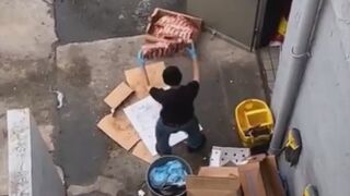 Worker Caught Tossing Beef Ribs on Trash-Soaked Ground