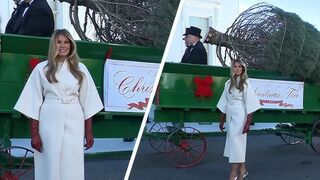 The First Lady welcomes and inspects the official White House Christmas Tree!