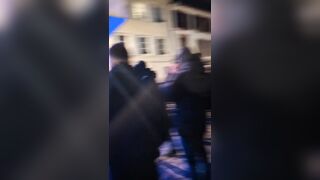 Football fans fighting each other in Strasbourg