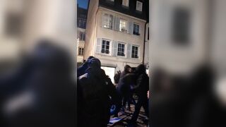 Football fans fighting each other in Strasbourg