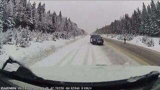 Close Call: Ontario officer jumping into ditch to avoid sliding SUV