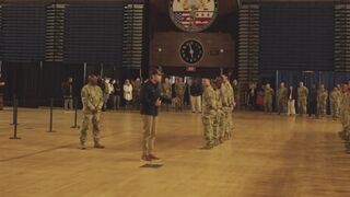 While visiting troops for Thanksgiving, Sec. Pete Hegseth leads a prayer for Sarah Beckstrom and Andrew Wolfe