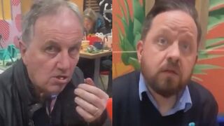 Black teen mocking white people in a McDonald's while they're eating