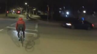 Bicyclist blasted through a crosswalk in the dark