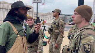 Deranged antiTrump leftist follows and harasses National Guard troops stationed in DC
