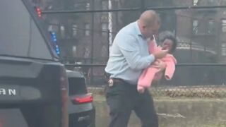 NYPD cop saves choking baby on side of highway in rush-hour traffic