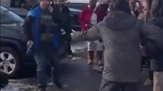 Raisin Head land pirates hitting ICE agents in Minneapolis with snowballs near Karmel