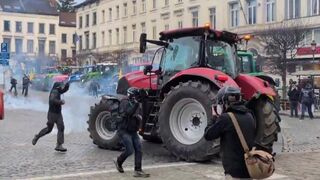 Meanwhile in Brussels, Belgium - outside the HQ of the European Union The People Vs Tyrannical out of control communist governments